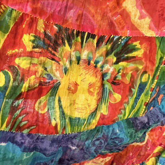 Vtg Phool Multicolor Sundress Full Button Front Cotton Midi Dress Tiered Medium - Picture 2 of 8